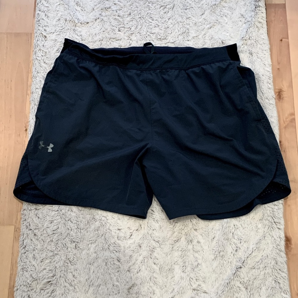 Under Armour Men's Qualifier Speedpocket 7-inch Shorts (XXL, Mechanic Blue)